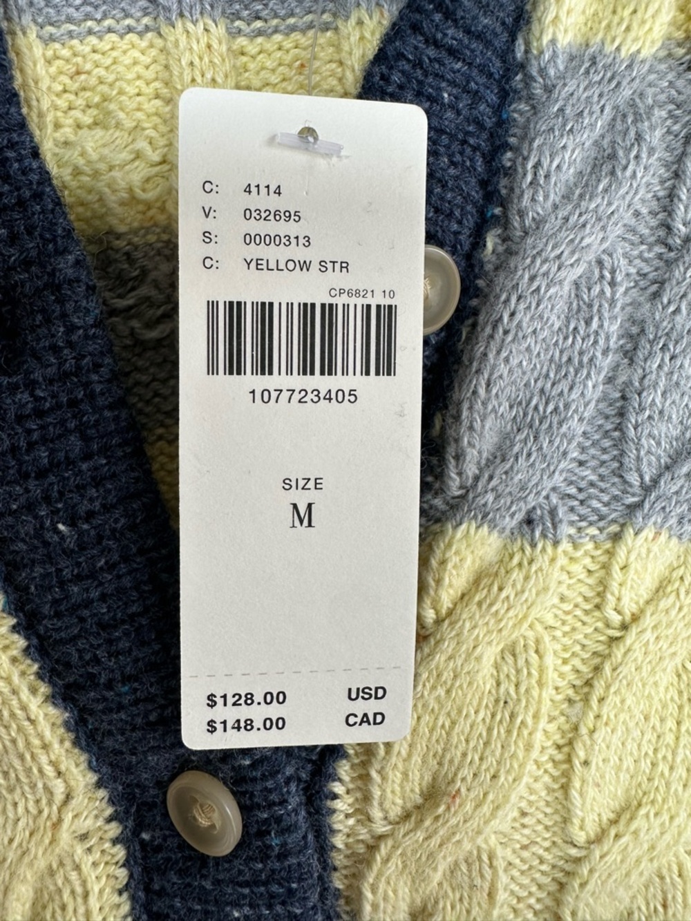 Pilcro Cable Knit Polo Sweater 90’s Inspired Gray Yellow Medium Cotton Wool - Picture 11 of 13